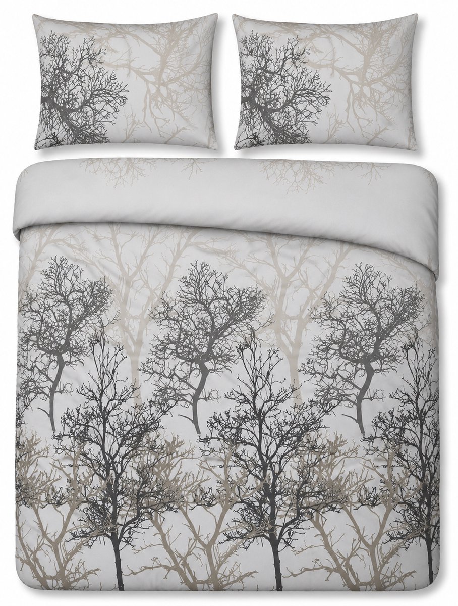 decoware Dekbedovertrek Midas 240x220 cm - Katoen - Botanisch Thema - Met Kussenslopen - Lits-jumeaux Wit