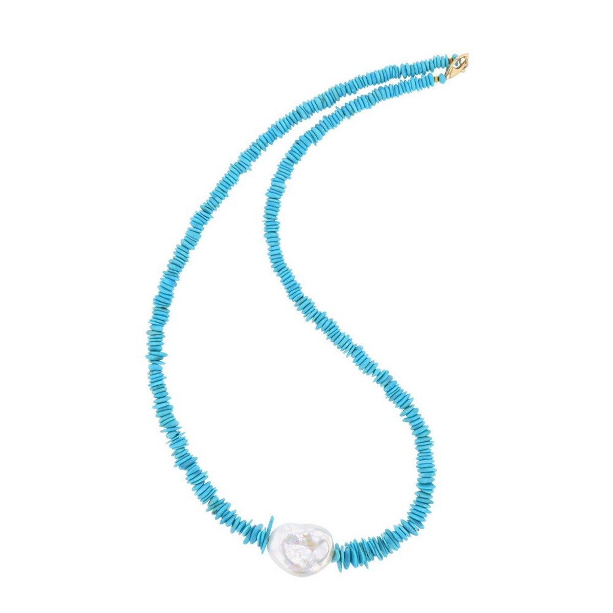 Luna-Pearls - 216.0971 - Collier - Dames - 925 zilver - geelgoud verguld - Zoetwater gekweekte parel 15-16 mm - Turkoois - 44 cm