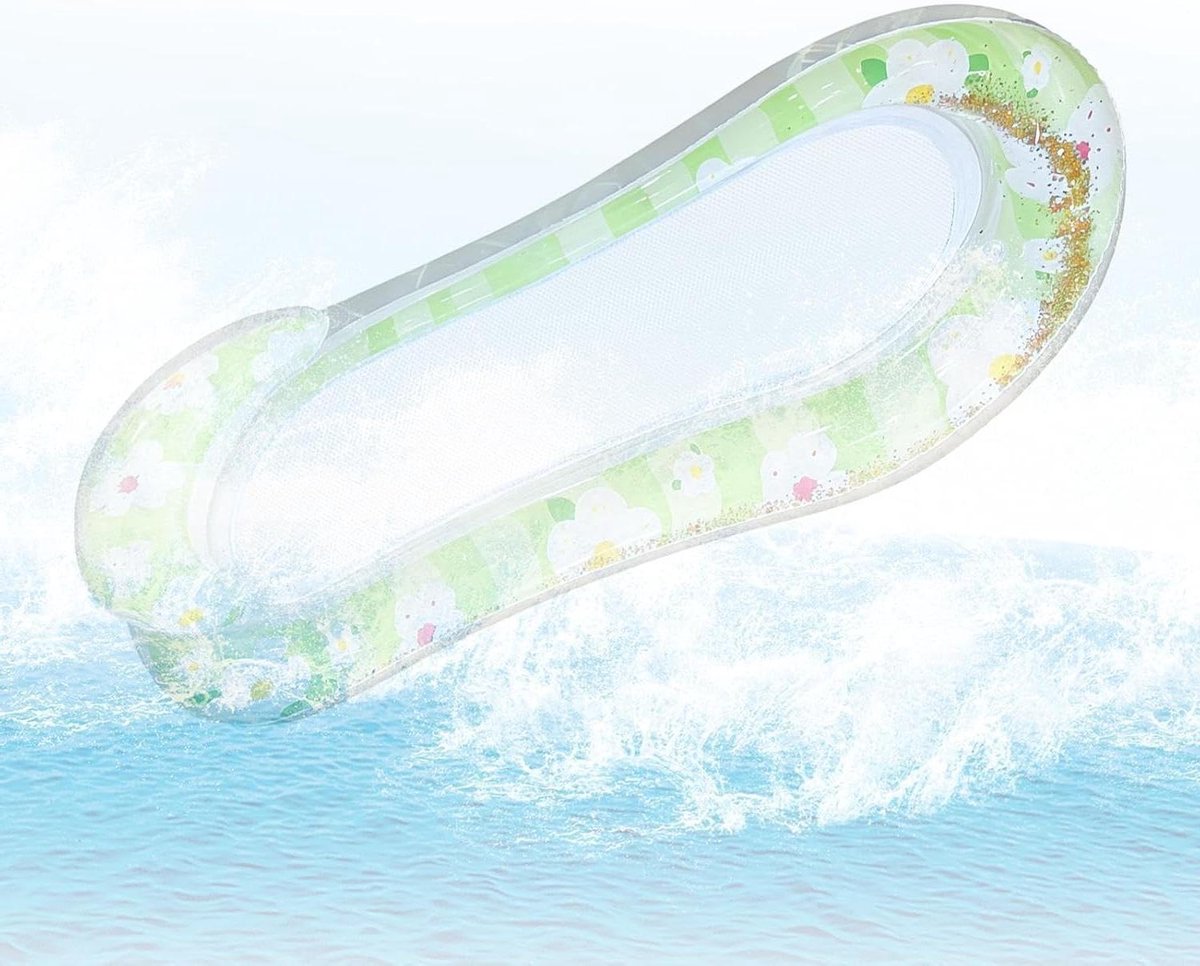 Opblaasbare Hangmat - Zwemstoel Water - Zomerse Ontspanning - Zonnebloem Pailletten - 140 cm - Groen