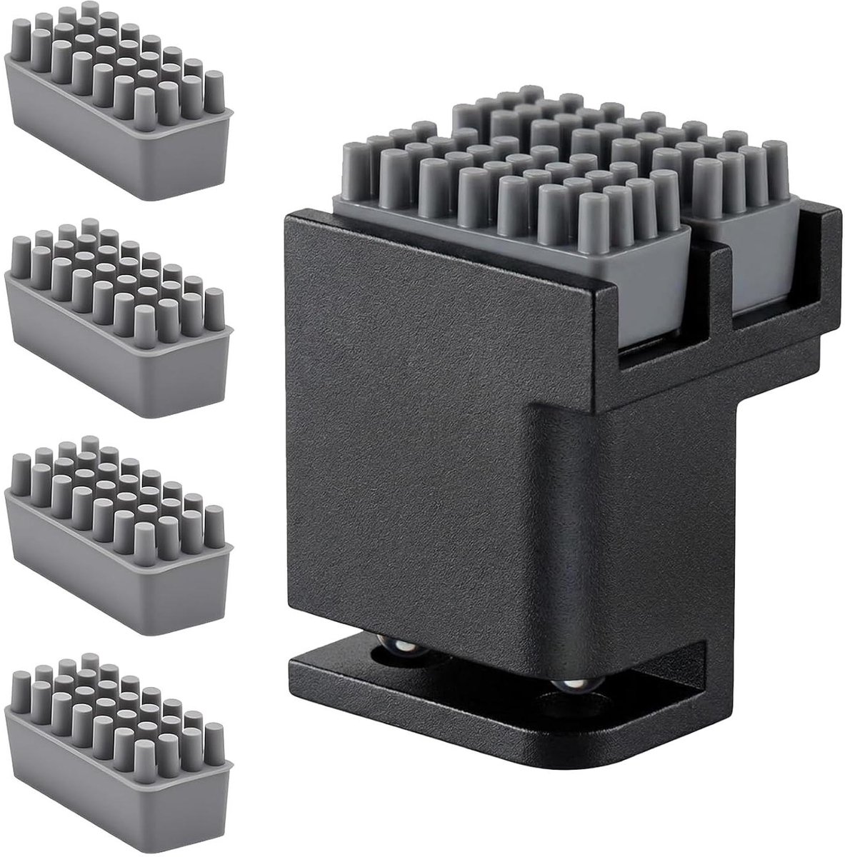 Siliconen Mondstukborstel - Reinigingsgereedschap - 3D Printer Onderhoud - Hittebestendig Materiaal - 4 Reservekoppen - Grijs