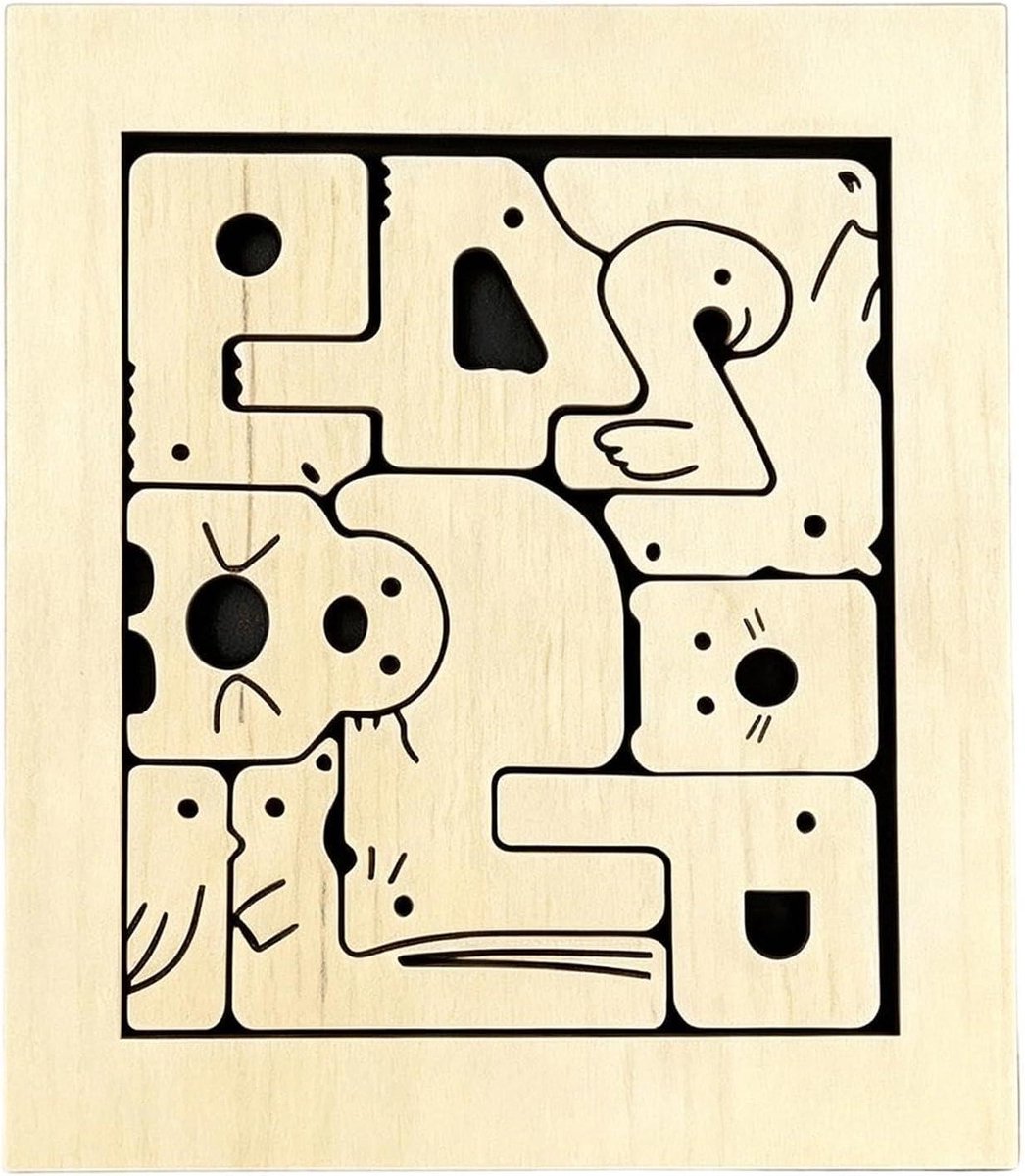 Houten Puzzels - Educatief Speelgoed - Logisch Leren - Abstracte Cartoonontwerpen - 15 x 20 cm - Multicolor