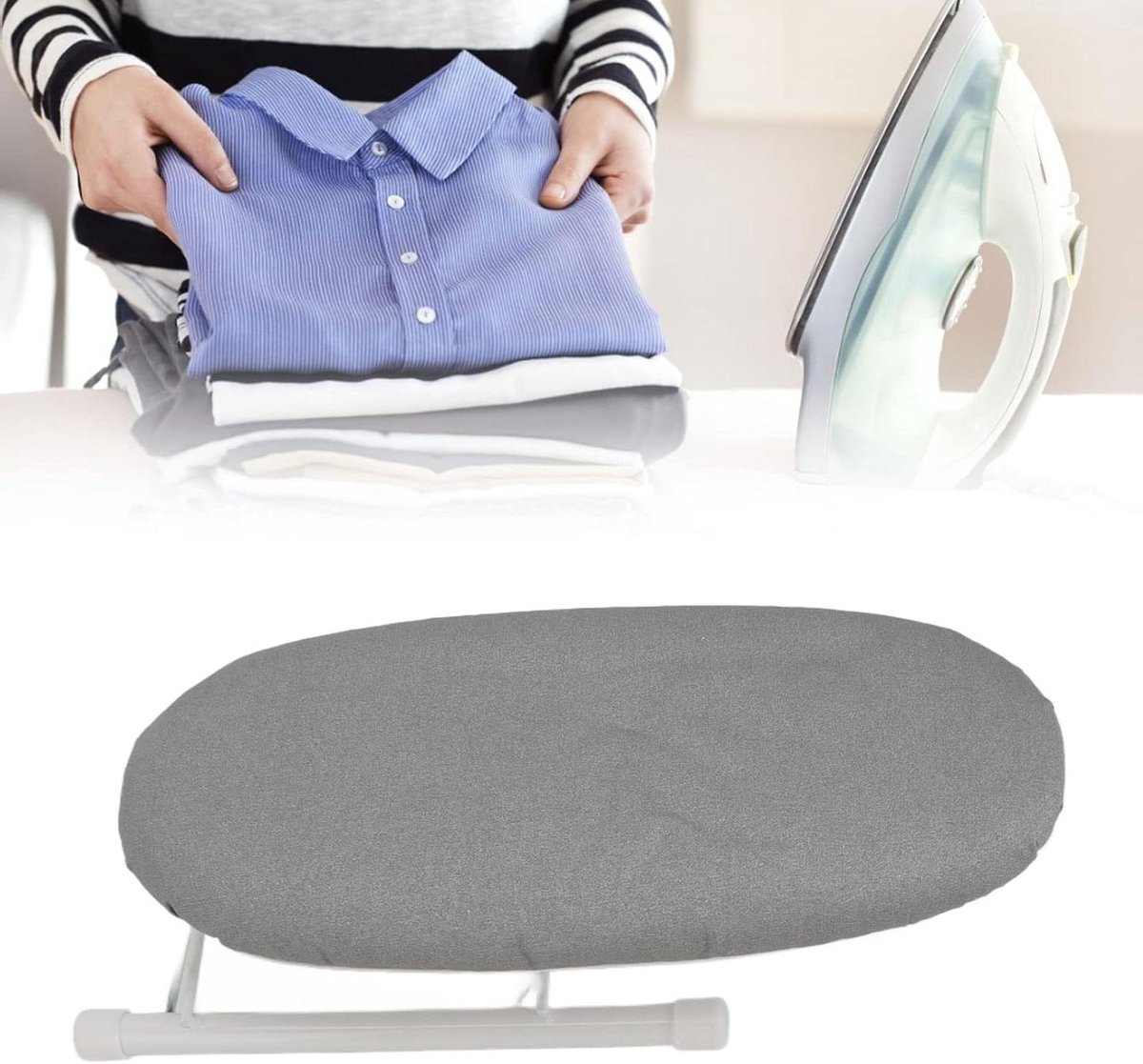 Mini strijkplank - Strijkplankje thuis - Snel kleding strijken - Hittebestendig oppervlak - Opvouwbaar ontwerp - Grijs
