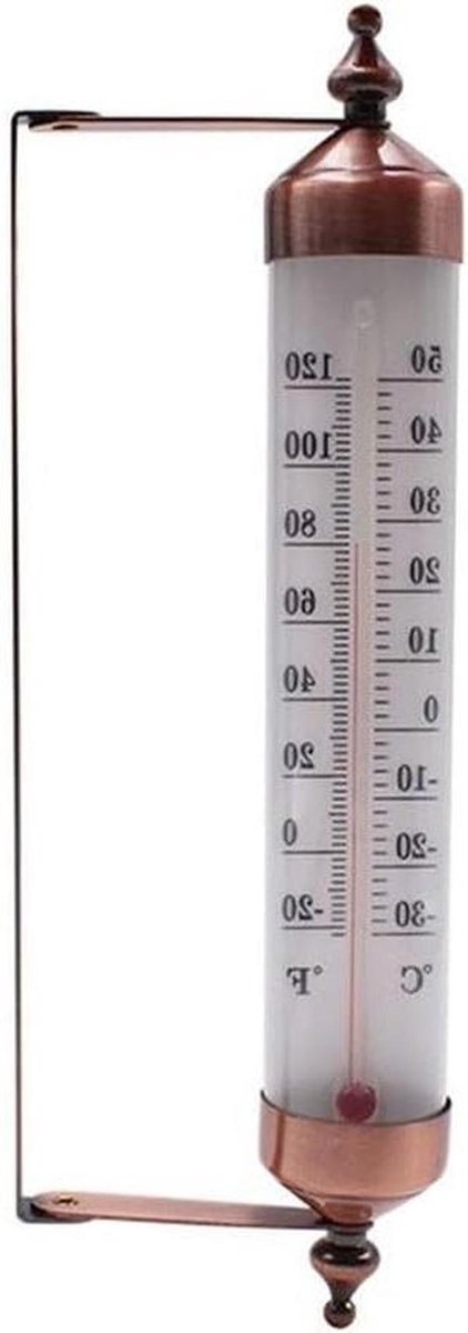 Metalen Thermometer - Weermeter Binnen Buiten - Temperatuur Meten - Dubbele Schaal - 10 Inch - Zilverkleurig