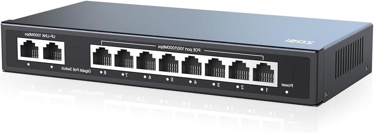 PoE Switch - Netwerk Switch - Netwerk Uitbreiden - 8 PoE+ Poorten - 96W Totaal - Metaal