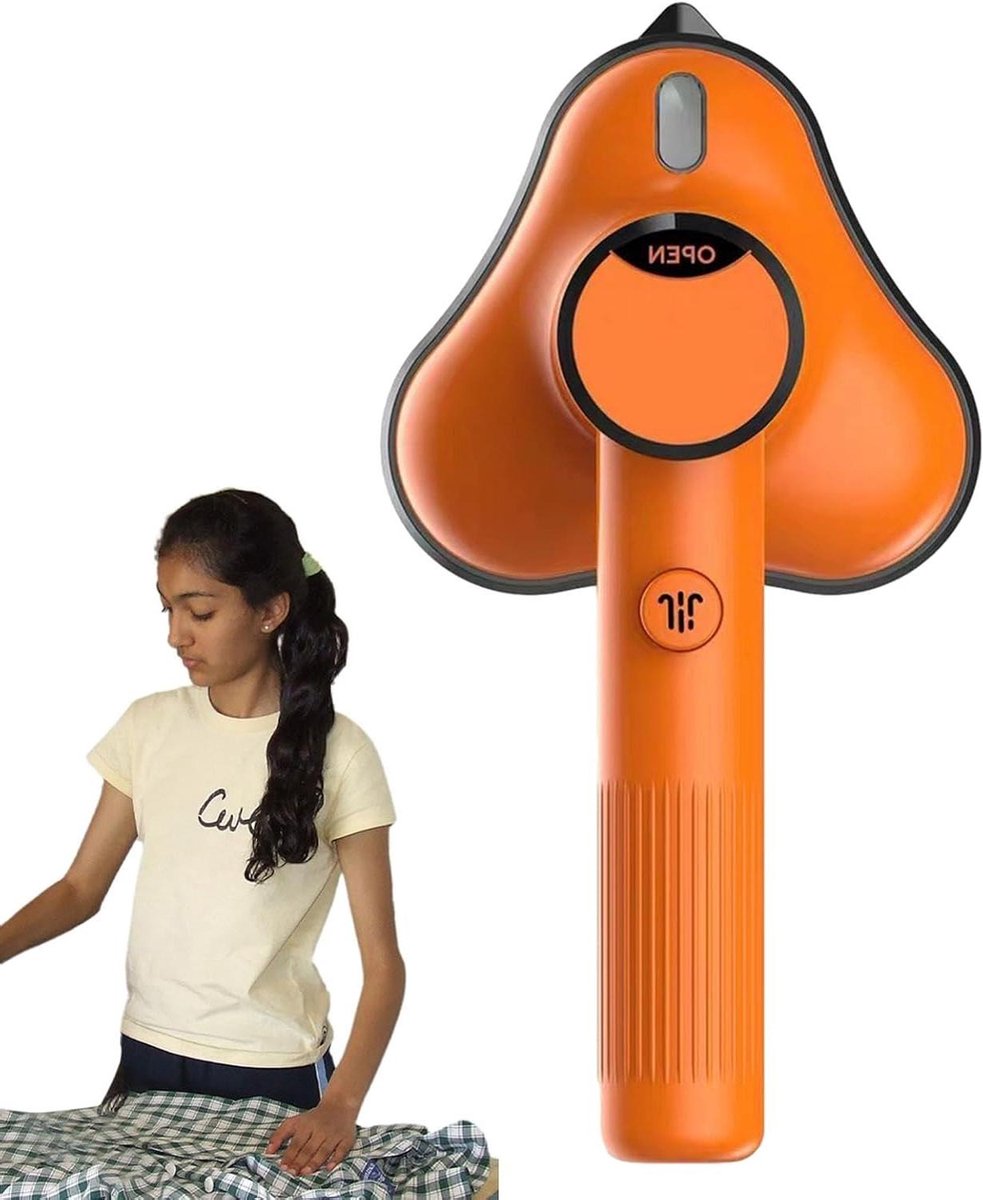 Reisstrijkijzer Stomer - Kledingstomer Draagbaar - Snel Kreukels Verwijderen - 360 Graden Strijken - 25 x 11 cm - Oranje