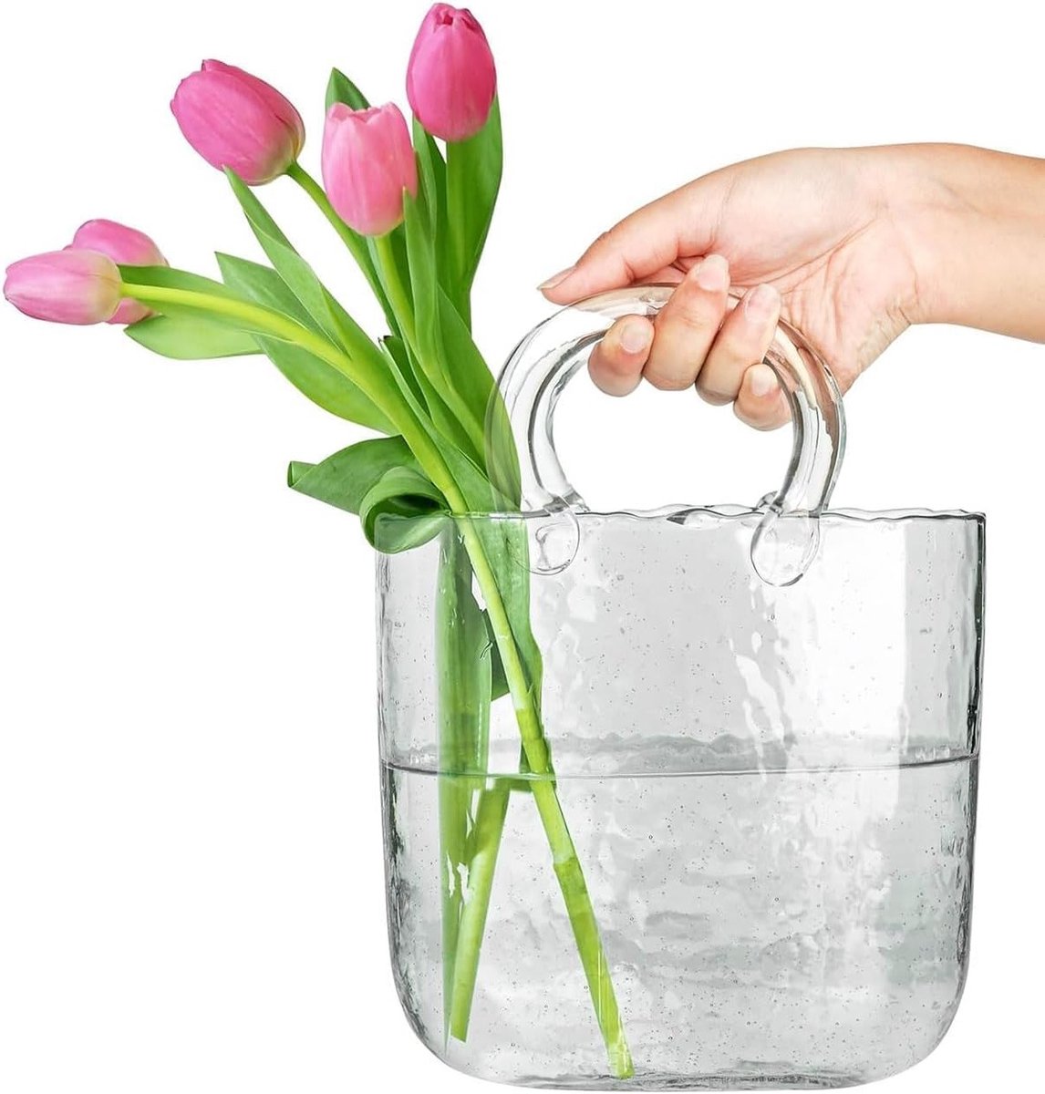 Unieke Transparante Vaas voor Bloemen, Creatieve Handtas Vaas voor Woonkamer en Aquariums, Perfect voor Bloemstukken en Decoratie