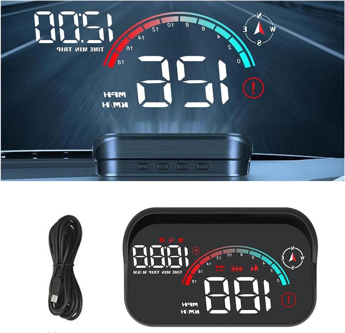 Digitale Snelheidsmeter - HUD Display - Veilig Rijden - GPS Plug and Play - Universeel - Zwart