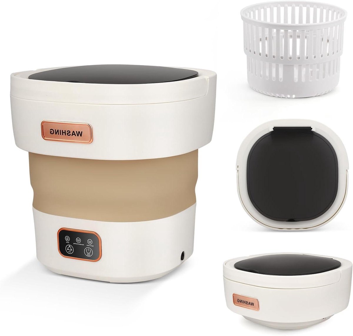 Draagbare Wasmachine Mini Wasmachine Kleine Was 3 Reinigingsmodi 15 Liter Wit