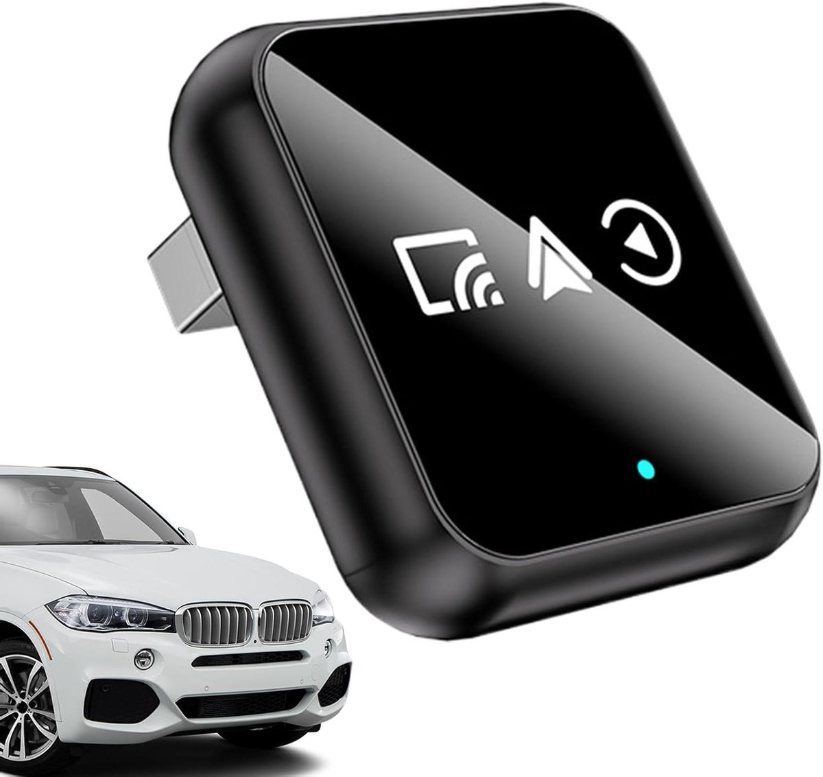 Draadloze Auto Adapter - Scherm Delen - Entertainment Onderweg - Plug en Play - 8x8x3 cm - Zwart