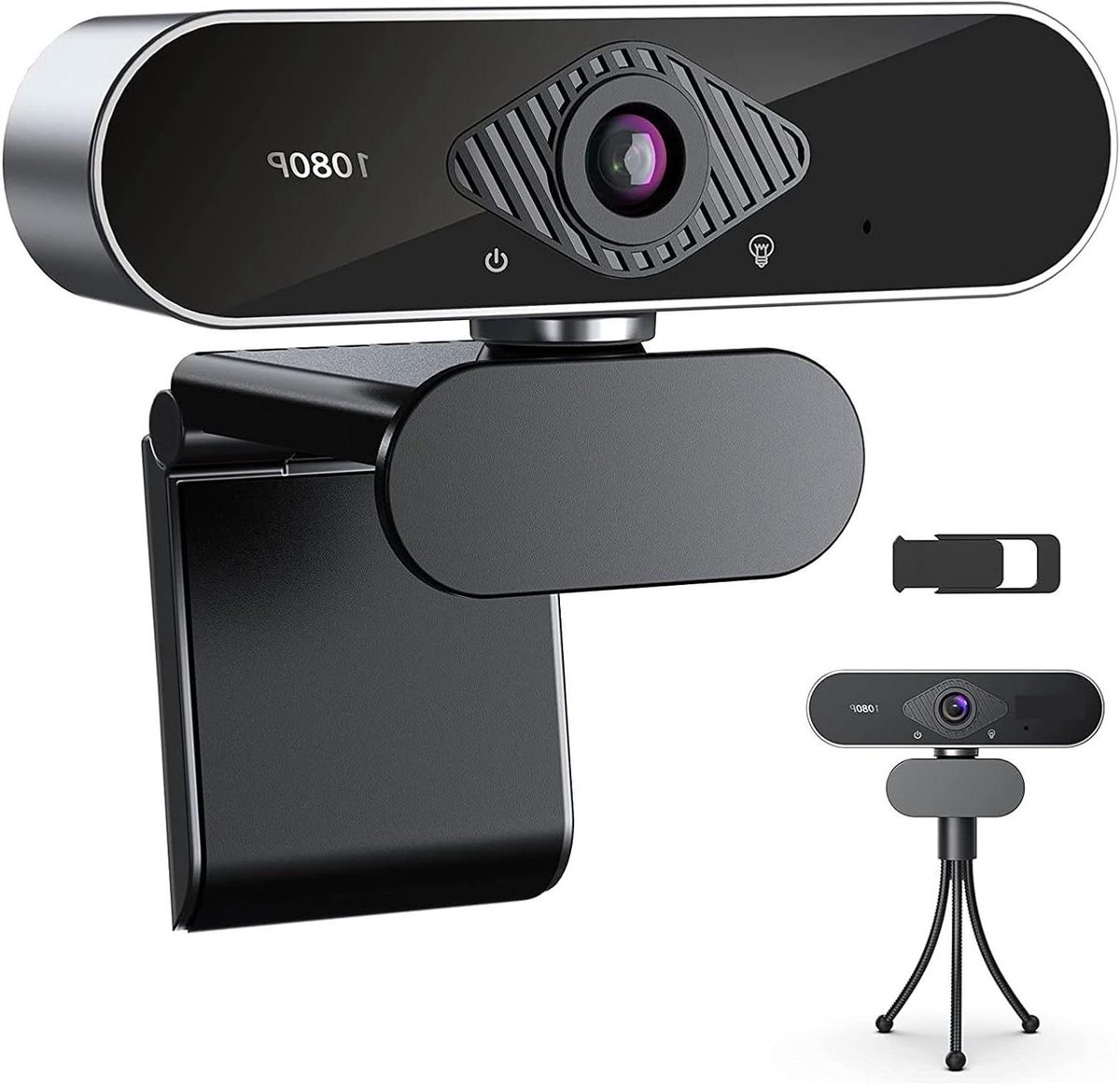 Webcam Full HD - PC Camera - Videobellen - Automatische Belichting - 1080p Resolutie - Zwart