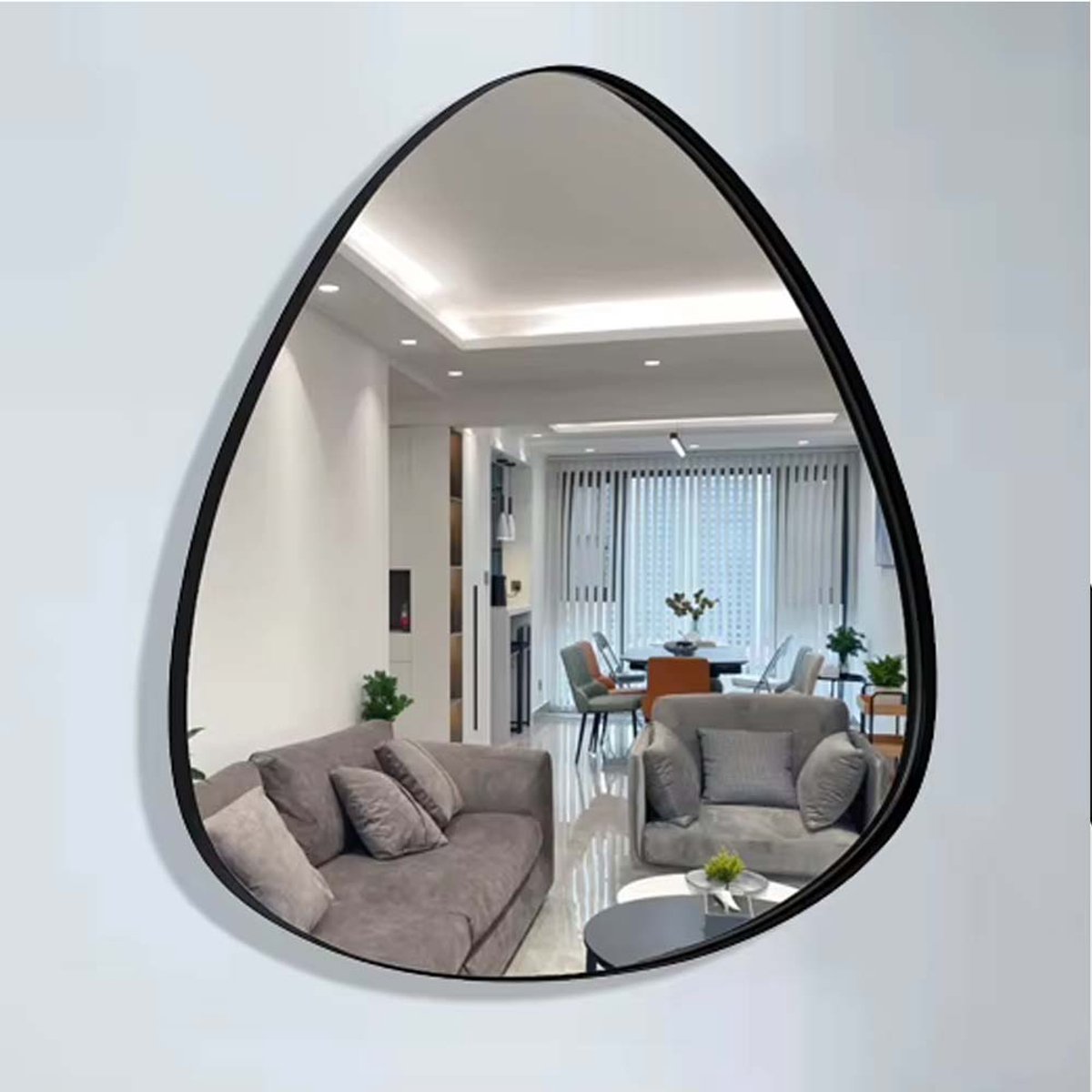 SERALUXE Designer Spiegel 80 x 60 cm - Organische Vorm - Asymmetrisch - Hangspiegel - Hal Spiegel - Wandspiegel - Spiegel Staand - Spiegels - Interieur -Toilet - Hal - Woonkamer - Slaapkamer - Industrieel - Zwart - Makeup Spiegel - Hollywood Spiegel