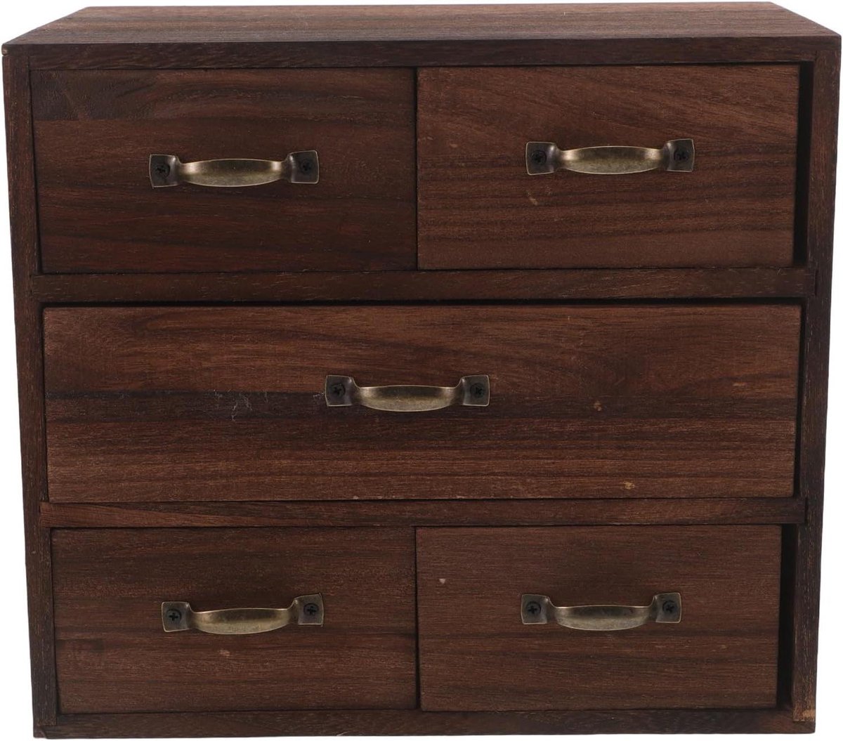 Beauty Organizer - Opbergdoos Lades - Bureau Ordenen - Tijdloos Houten Design - 25 x 23 x 16.5 cm - Donkerbruin