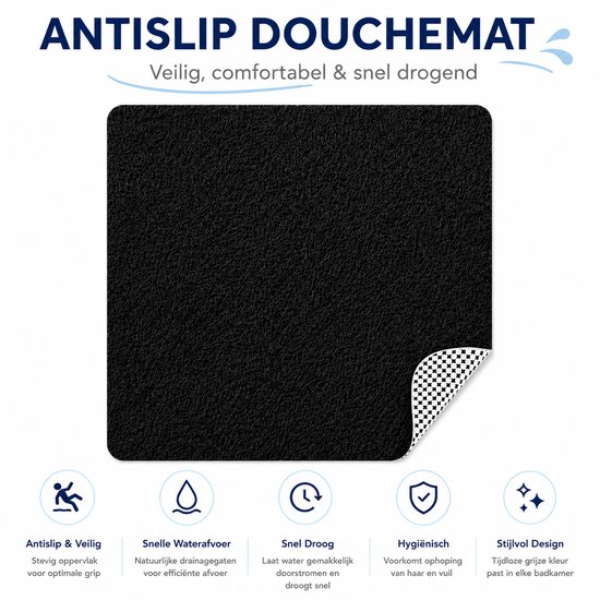 GLODI GOODS® Antislip badmat douchemat 60x60 cm - voor in de douche – antislipmat waterdoorlatend – ZWART