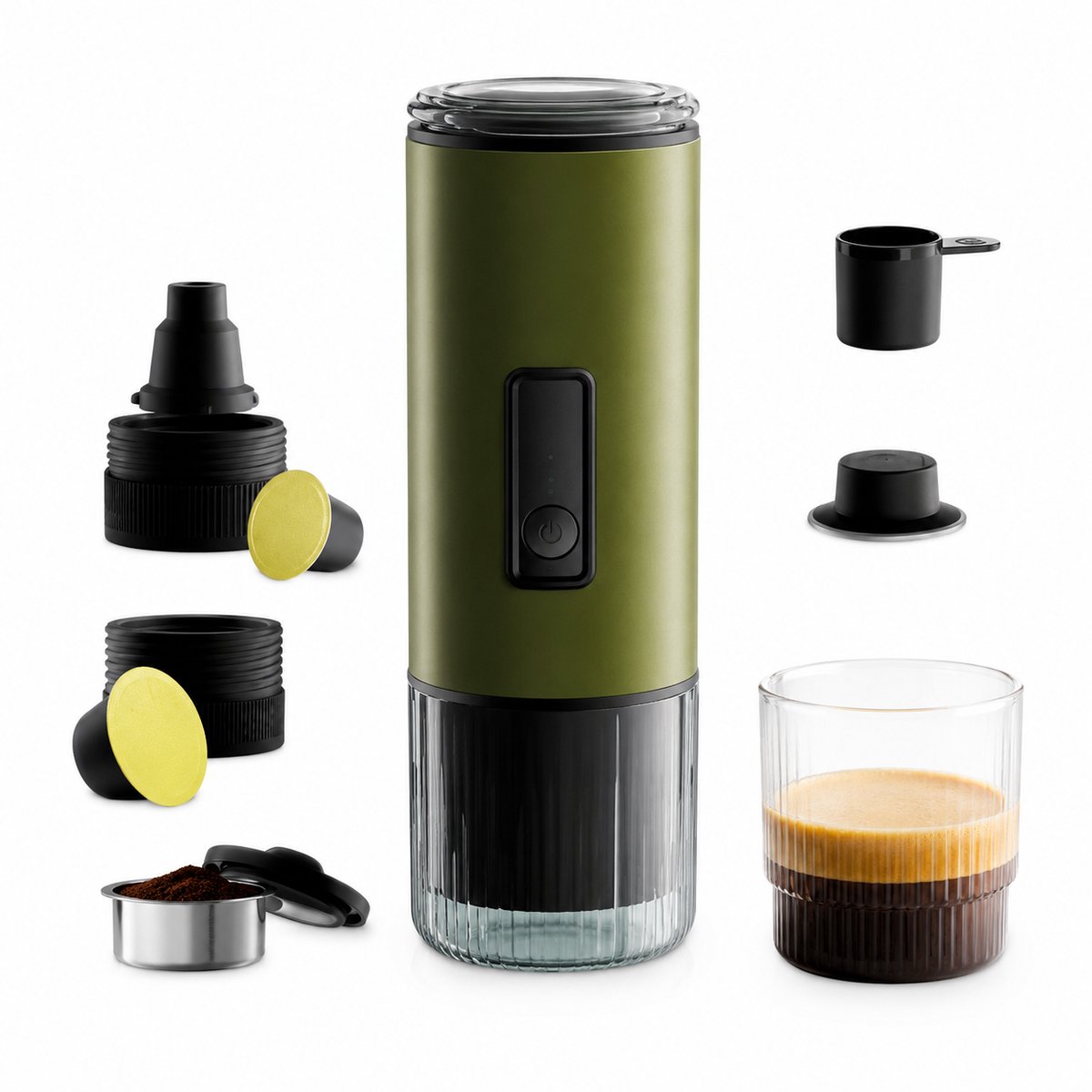Jurrys koffiezetapparaat - Koffiemachine - Koffieapparaat - Koffiezetter - Draagbaar - Pads en poeder - Compact - 23×8 cm - Groen