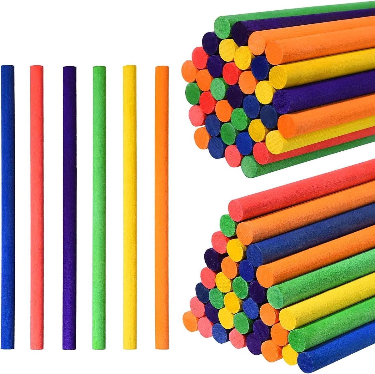 Ritme Stokken - Houten Percussie - Muziek Educatie - Natuurlijk Hout - 100 Stuks - 6 Kleuren