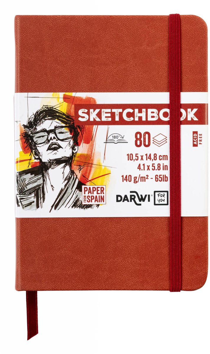 Darwi DFY - Schetsboek - A6 - 140 g - Terracotta - 80 vellen