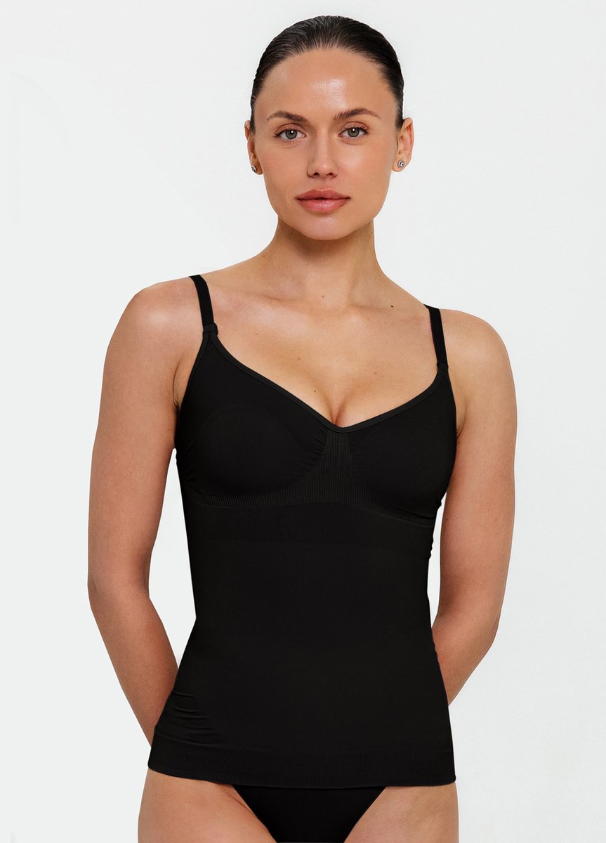 Giulia Cami Shapewear – Corrigerend Topje – Seamless – Dames – Verstelbare Bandjes - S/M - Zwart