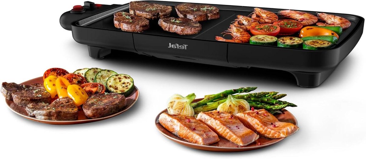 Elektrische Grillplaat Contactgrill Plancha Binnen Grillen Boost Zone Functie 1900 cm2 Oppervlak Zwart