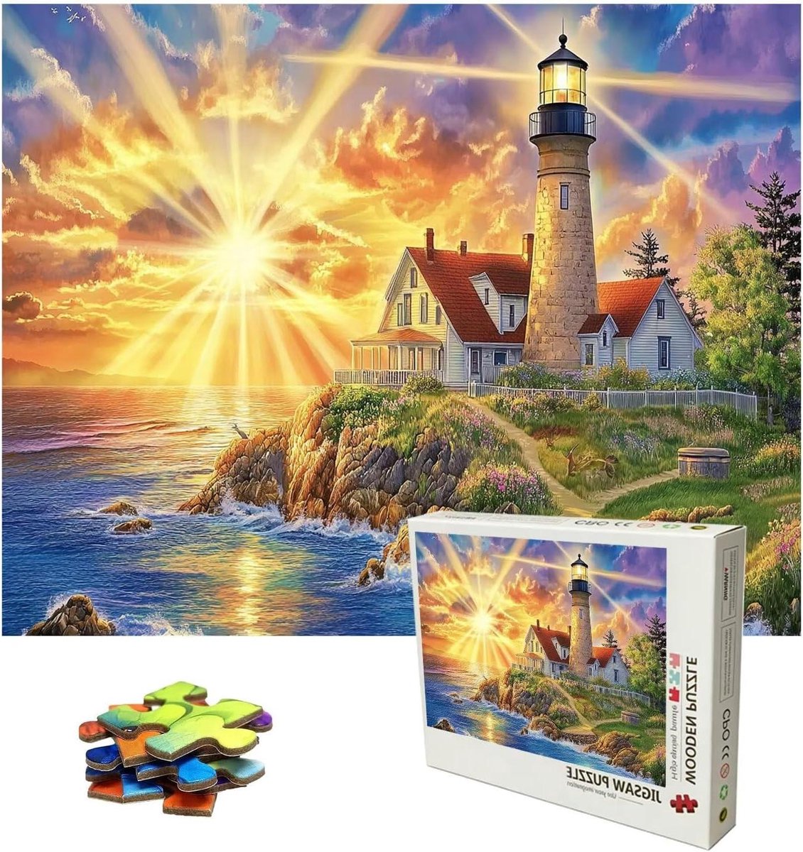 Houten Puzzel - Legpuzzel Volwassenen - Ontspanning Thuis - Niet-verblindend Oppervlak - 122x81 cm - Meerkleurig