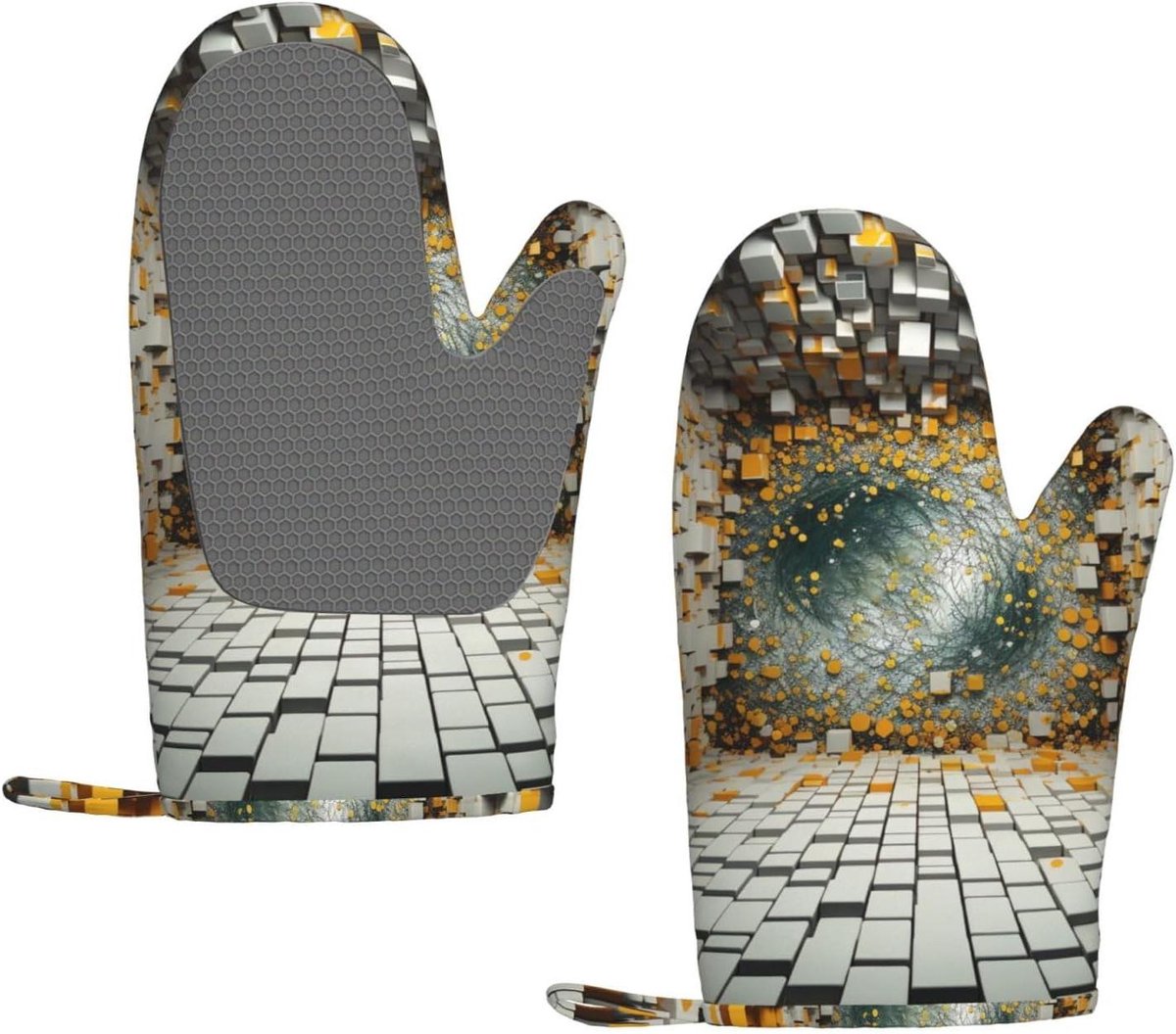 Ovenwanten Set - Keukenhandschoenen - Koken en Bakken - Hittebestendig Siliconen - 28x18 cm - Zwart