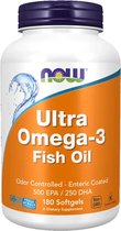 Ultra Omega 3, Enteric Coating - 180 softgels - Now Foods - Visolie - Voedingssupplement