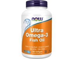 Ultra Omega 3, Enteric Coating - 180 softgels - Now Foods - Visolie - Voedingssupplement