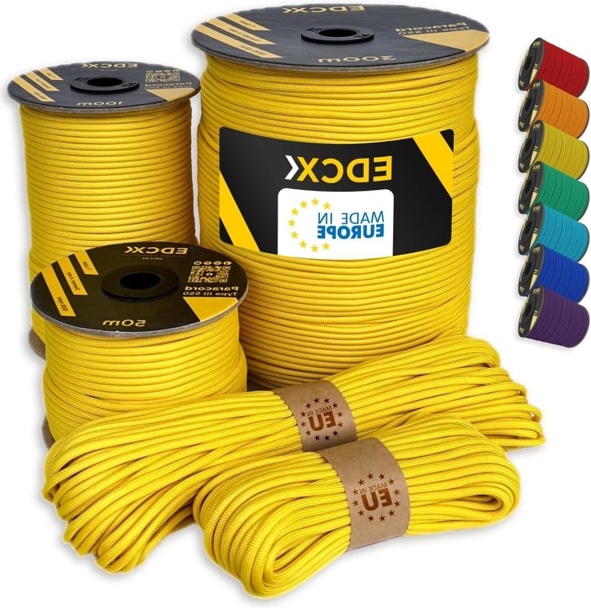 Nylon Paracord - Sterk Touw - Kamperen en Outdoor - Scheurvast 250 kg - 4 mm Dikte - Geel