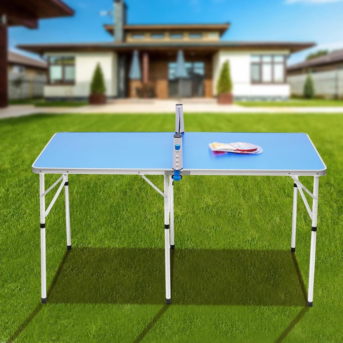 Mini Tafeltennistafel - Pingpongtafel - Binnen en buiten - Inklapbaar en draagbaar - 152 x 76 cm - Blauw