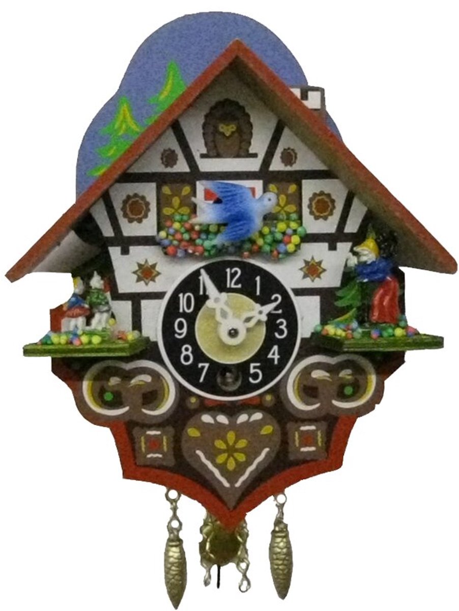 Engstler 0192_SQ - Schommelklok - Kwarts - met koekoeksklok en Westminster-klokkenspel - 13 cm meerkleurig
