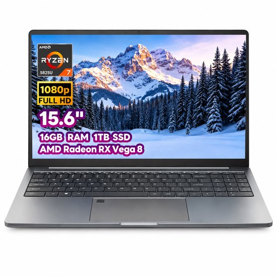 Ninkear A15 Plus Laptop -15,6 inch Full HD AMD Ryzen 7 5825U - 16GB DDR4 RAM - 1TB NVMe SSD - Radeon Vega 8 - Windows 11 - WiFi 6 - Donkergrijs - Ninkear - Hoofdafbeelding