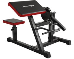 Biceps triceps curl machine fitnessapparaat met 5‑standen verstelbare zitting voor triceps extension, kunstleer zwart