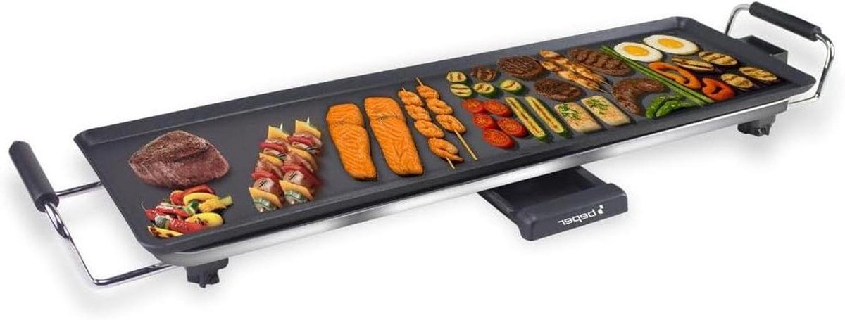 Elektrische Grillplaat - Teppanyaki Plaat - Gezellig Tafelen - XL formaat - 70x23cm - Zwart