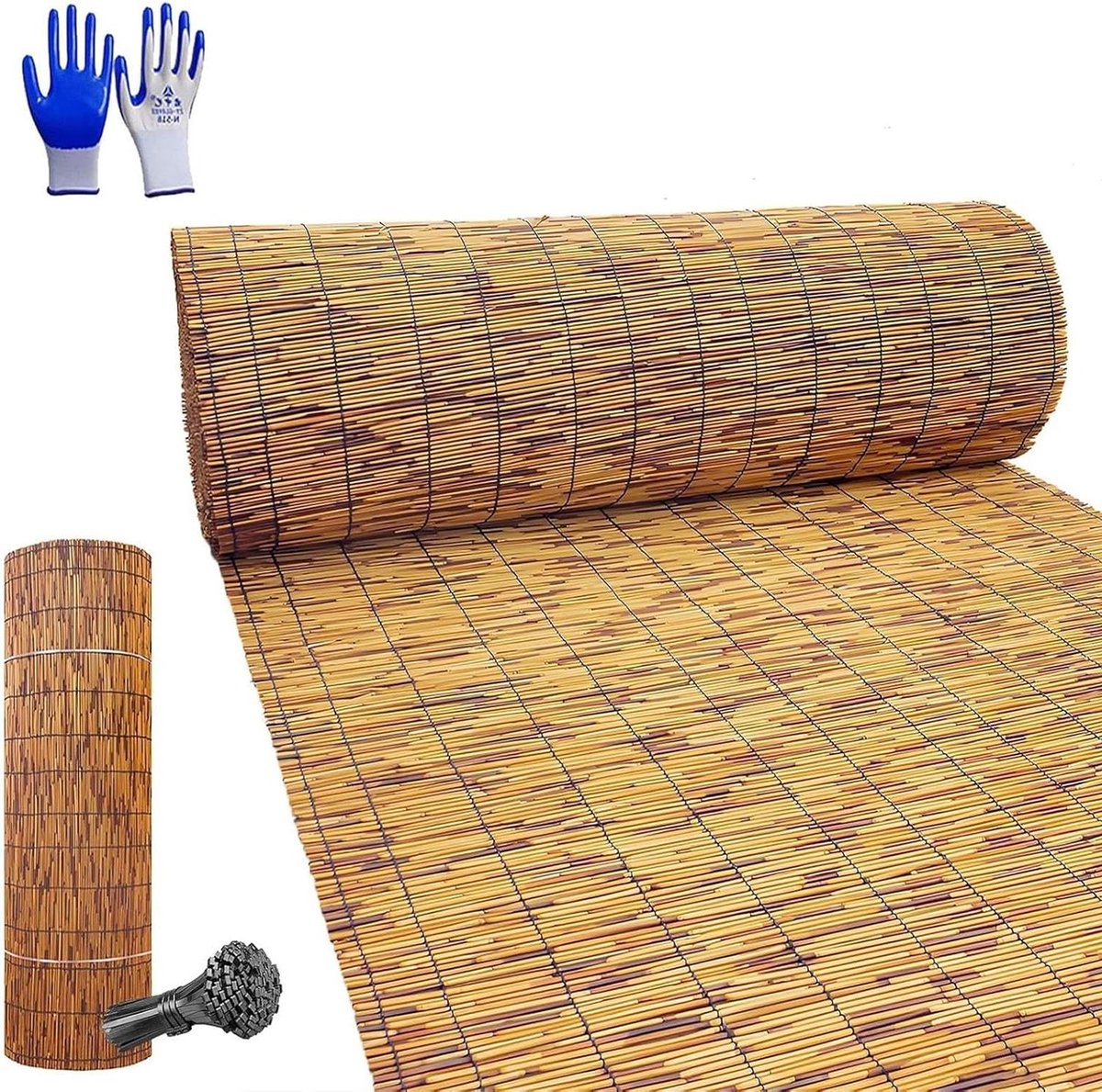 Rieten Schuttingrollen - Natuurlijke Hekken - Privacy Creëren - Handgeweven Riet - 1.8 x 3.0m - Bruin