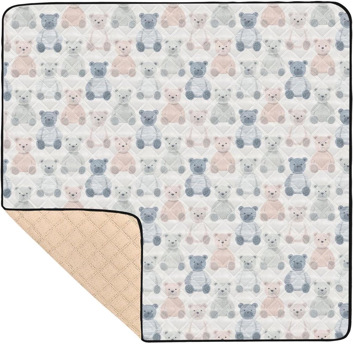Baby Speelmat - Activiteitenmat Kruipmat - Baby Ontwikkeling - Waterdicht en Zacht - 127x127cm - Donker