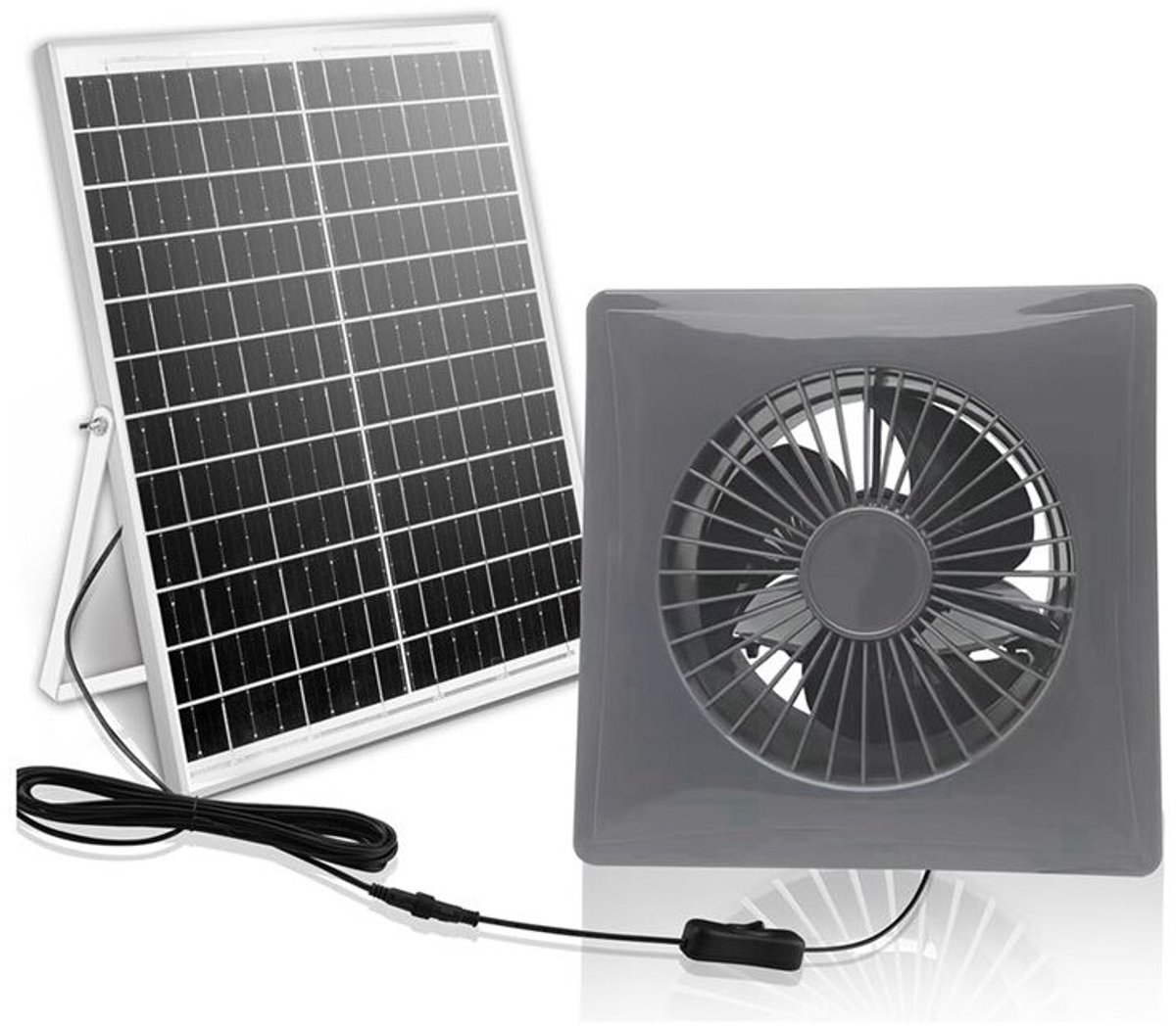 Een 15 cm hogesnelheidsventilator op zonne-energie Geschikt voor een 8W zonnepaneel, Geschikt voor kippenhokken, kassen, schuren en andere soortgelijke locaties.