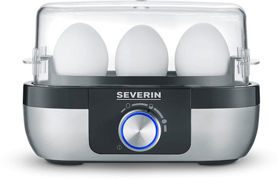 Severin EK 3163 Eierkoker – 3 Eieren – RVS – Kooktijdregeling – Geluidssignaal