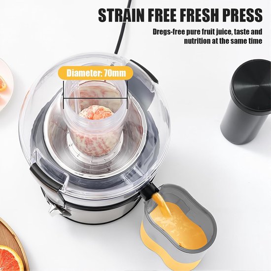 500W Centrifugale Sapcentrifuges 500ml Elektrische Sapcentrifuge Met 2 snelheden En 70mm Vulopening 1000ml Pulpcontainer Elektrische Sinaasappelpers Voor fruit groenten Thuis van Merkloos — afbeelding 2