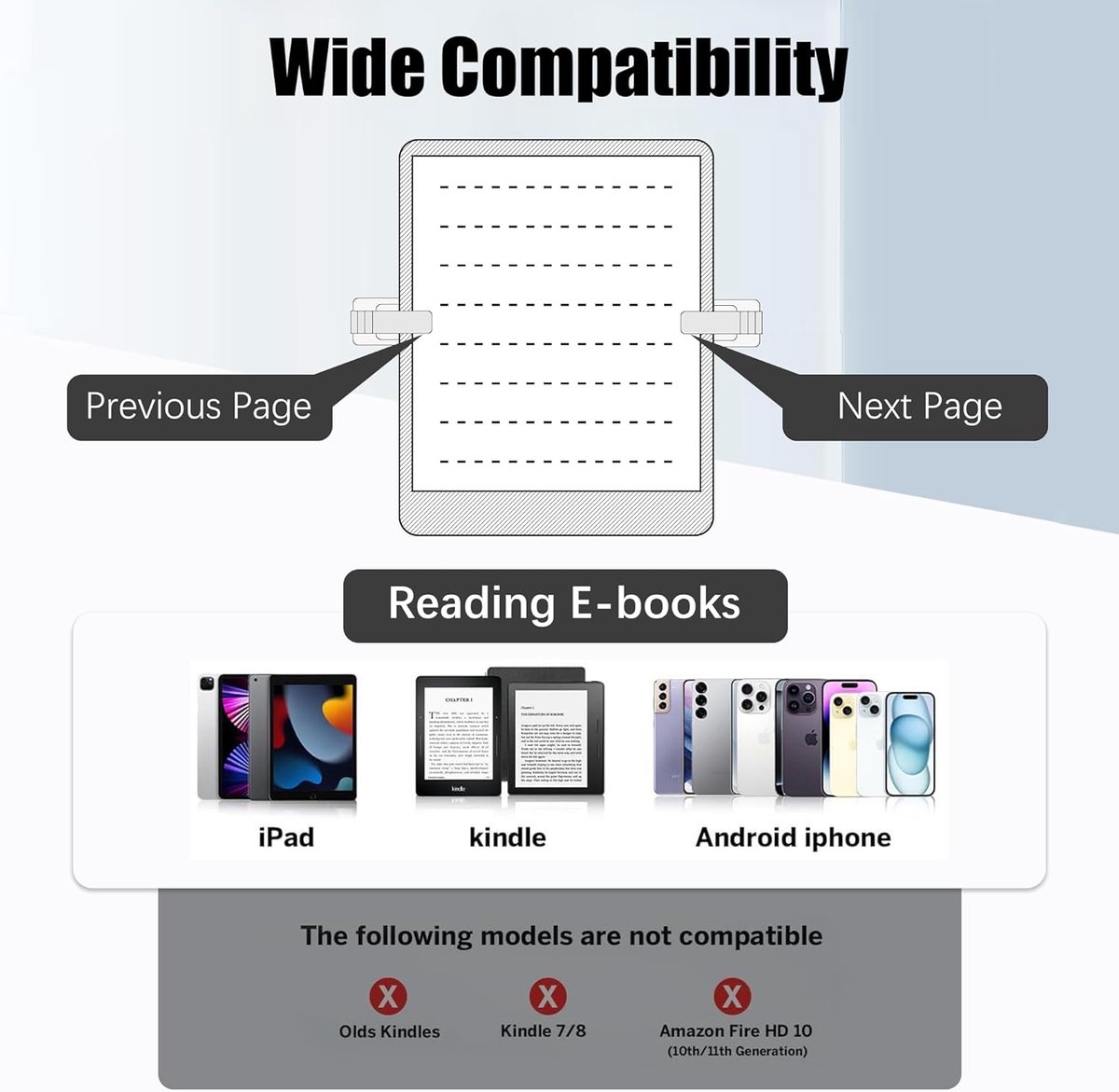 Daity 1stuk - Ring met afstandsbediening voor het omslaan van pagina's – Geschikt voor Kindle Paperwhite/Scribe/Oasis, draadloze RF-afstandsbediening/clicker voor iPhone, iPad, Android-tablets, e-readers, camerasluiter en video-trigger – foto 7