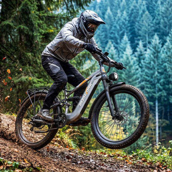 ZAZAWORK CF500 Elektrische Fiets - 250W Motor - 48V 20Ah Batterij - 27,5×3 Inch Banden - Max. Snelheid 25 km/h - Stad & Licht Offroad - Zilver — afbeelding 2