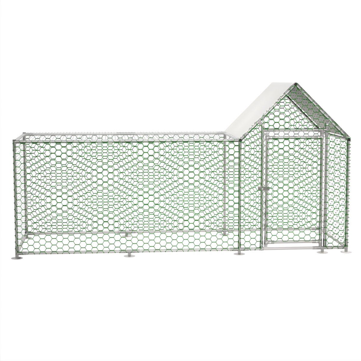 Kippenhok – Voor kippen en kleine dieren – Met veiligheidsslot en waterdicht PE-doek – Lichtgrijs – Afmetingen: 300 x 100 x 150 cm