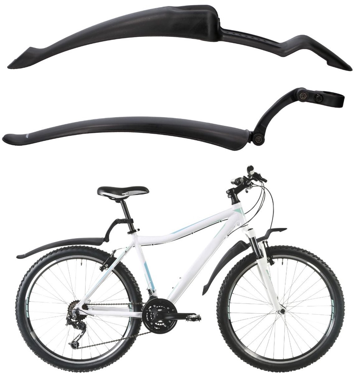 Dunlop " spatbordenset 2 stuks - spatborden fiets 24/ 26" - verstelbaar achterspatbord en voorspatbord - geschikt voor mountainbike, stadsfietsen en elektrische fietsen- met bevestigingsmateriaal - zwar"