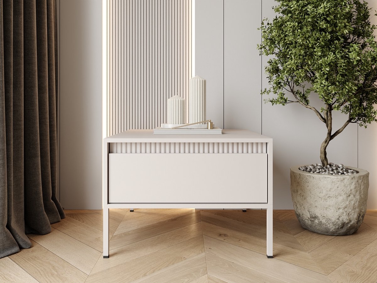 GrainGold – Salontafel Sorano – Beige – Met een lade – Moderne Opbergruimte – 68 cm