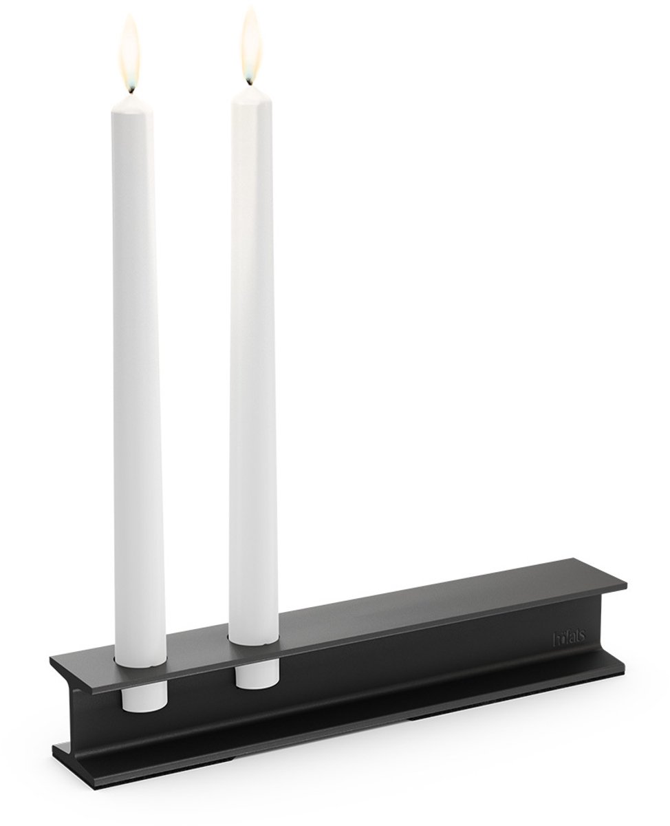höfats HENRY METAL Kandelaar II zwart Design kandelaar voor staafkaarsen, moderne kandelaar in industriële staalbalkstijl