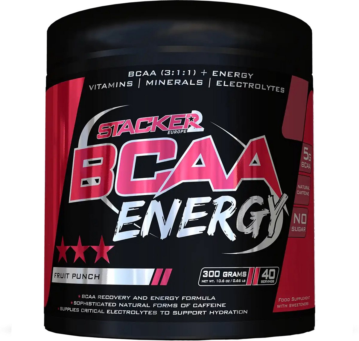 Stacker 2 BCAA Energy - 300 gram - 40 serving (Beschikbaar in verschillende smaken)