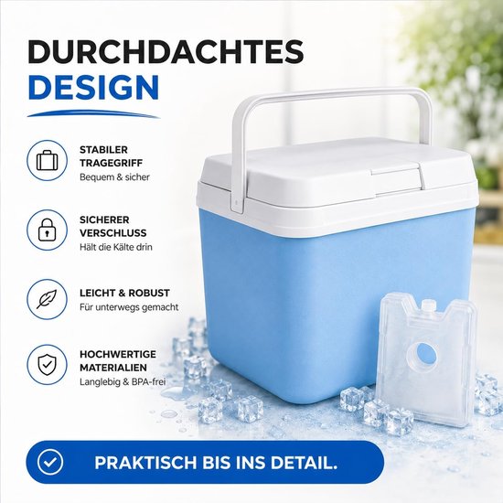 Koelbox - Koeltas Thermobox - Buitenactiviteiten - Inclusief koelelement - 15 liter - Blauw — afbeelding 4