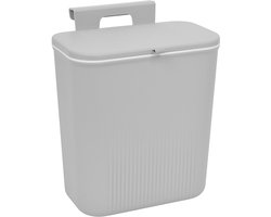 Afvalbakje aanrecht met deksel - 9 liter - Keuken compostbak - Compostemmer gft - Groenafval afvalbak - Afvalemmer - Lichtgrijs