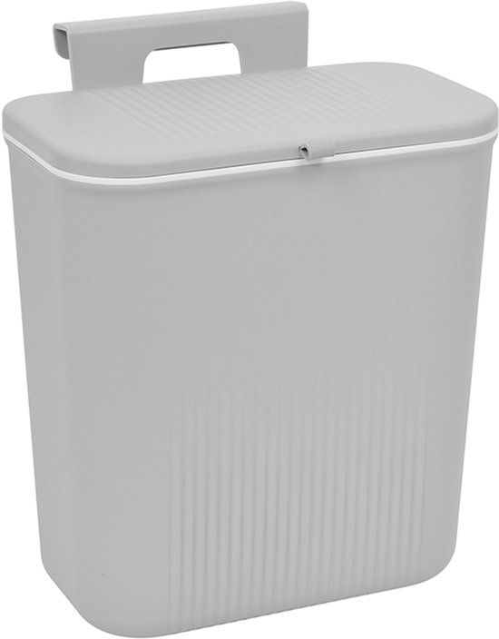Poubelle de comptoir avec couvercle - 9 litres - Bac à compost de cuisine - Seau à compost pour déchets organiques - Poubelle à déchets verts - Poubelle - Gris clair