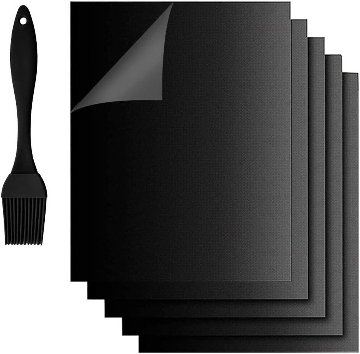 BBQ Grillmat Anti-aanbak mat Barbecueën Herbruikbaar Hittebestendig 40 x 33 cm Zwart