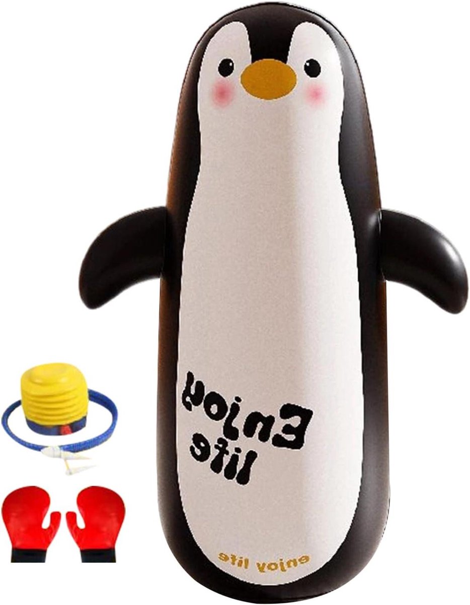 Opblaasbare Bokszak - Kinderen Zandzak - Actieve Spelletjes - Stabiele Basis - 119 cm Hoog - Pinguïn
