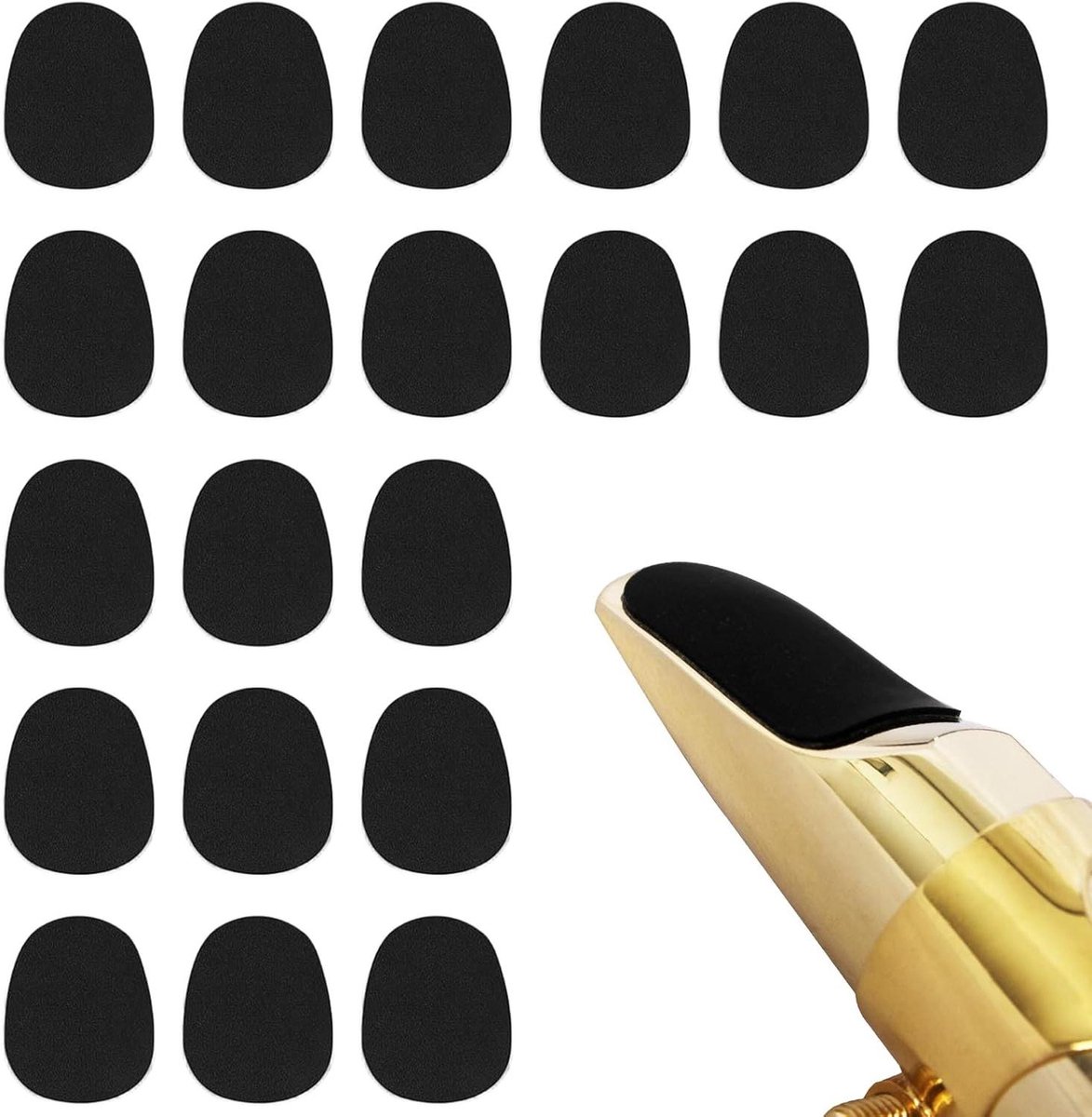 Saxofoon Mondstuk Pads - Klarinet Pads Tandbeschermers - Bescherming Muzikanten - Zelfklevend Siliconen - 32 Stuks - Zwart